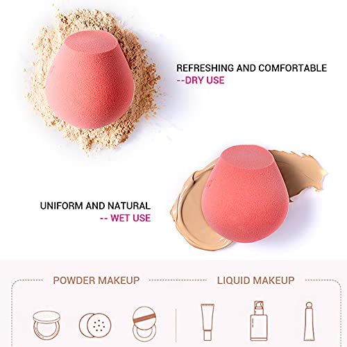 Jessup Makeup Sponge, Latex-free Bud Shape Foundation Blending Sponge SP002 | Minimal Product Absorption, Long-Lasting Shape, Wet & Dry Use, Flawless Blending for Foundation, Concealer, Powder and Cream - color: B.Shell Pink 1-pc