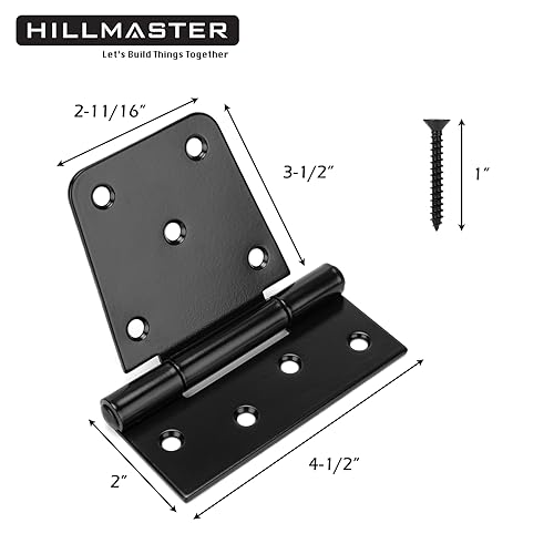 HILLMASTER 3.5 inch Heavy Duty Gate Hinges Fence Door Hinges Durable Gate Strap Hinge for Indoor Outdoor, Gate Hardware Kit for Shed, Wooden Fences, Vinyl Fence Gate, Barn Door, Garage, 6 Pack - size: 6 Pack