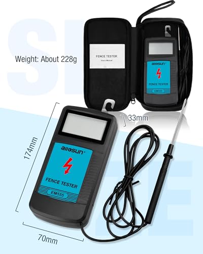 ALLOSUN Electric Fence Tester Fault Finder Digital Electric Fence Voltage Tester Max 9.9kv, Blue (EM555)