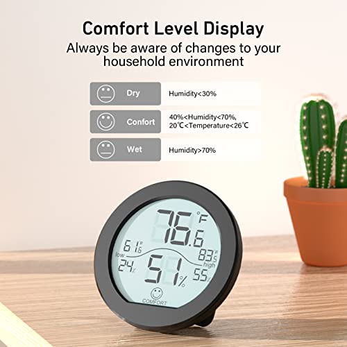 Indoor Digital Hygrometer Thermometer for Room Temperature Humidity Meter | SECRUI Thermometer Accuracy Calibration LCD Temperature Sensor with Maximum and Minimum Records,2 Pack - color: Black, size: TH1 x2