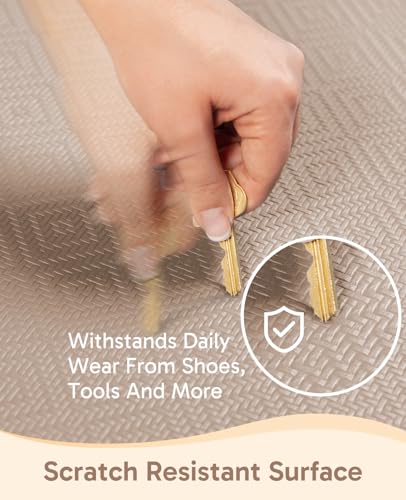 Ophanie Kitchen Mats for Floor,3/4 inch Thick,24x70 Anti Fatigue Cushioned Mat,Kitchen Rugs,Waterproof,Comfort Ergonomic Standing Mat for Office,Home,Sink with 99+ Pairs of Anti-Slip Bottom Ridges - color: Beige, size: 24"L x 70"W x 0.8"Th