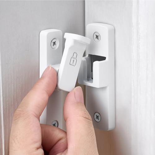 Matte White 90 Degree Zinc Alloy Barn Door Latch, Flip Gate Lock | Sliding Door Latch,Right Angle Door Lock,for bedroom,garage,balcony,barn,bathroom,drawer,window,cabinet,pet enclosures - color: Matte White_90 Degree