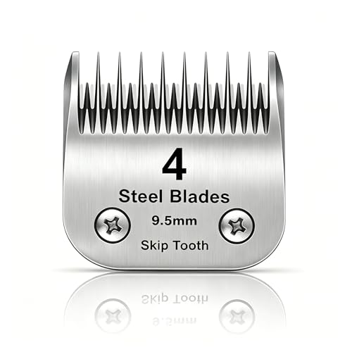 4 Skip Tooth Detachable Pet Dog Grooming Steel Blades,Compatible with Andis,Oster A5,Wahl KM10 Series Clippers,Cut Length 3/8-Inch (9.5mm)，1 Pack - size: 4 Skip Tooth-1 PCS