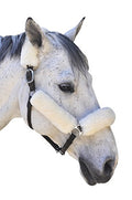 Merino Sheepskin Halter Fleece Set for Horses, 100% Natural Wool, Chafe Protection, Breathable Relief & Cushioned Comfort, Machine Washable, 4-Piece Set, Cream - color: Cream