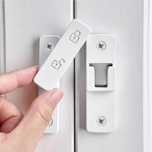Matte White 180 Degree Zinc Alloy Barn Door Latch, Flip Gate Lock | Sliding Door Latch Lock,for bedroom,garage,balcony,barn,bathroom,drawer,Wine Cabinet,window,cabinet,pet enclosures - color: Matte White_180 Degree