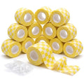 12 Pack Self Adhesive Bandage Wrap,Vet Wraps,2" X 5 Yards Elastic Cohesive Bandage Wraps,Yellow White - color: Yellow White, size: 2IN - 12Pack