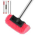 Car Wash Brush with Long Handle – Five-Sided Soft Bristle Brush for Car, Truck, SUV, RV, Boat & House Siding Cleaning(Red) - color: Red