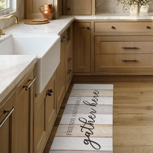 FRESHMINT Anti Fatigue Kitchen Mats for Floor 2 Piece Set Waterproof & Non-Skid Traditional Farmhouse Kitchen Rugs Standing Cushion Comfort Kitchen Runner,17x30+17x47 - color: Happiness Homemade