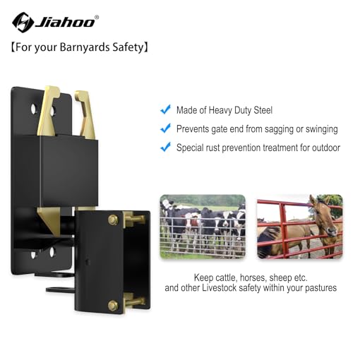 JIAHOO 2 Way Farm Gate Latch, Heavy Duty Gate Latches for Metal Tube Gates | Two-Way Lockable Livestock Gate Latch Hardware, For Cattle Gate Horse Corral, Ranches, Pastures, Pet Cage - style: Farm Gate Latch