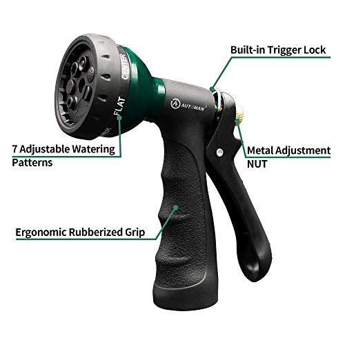 AUTOMAN Garden Hose Nozzle, Metal Water Spray Nozzle - color: Black