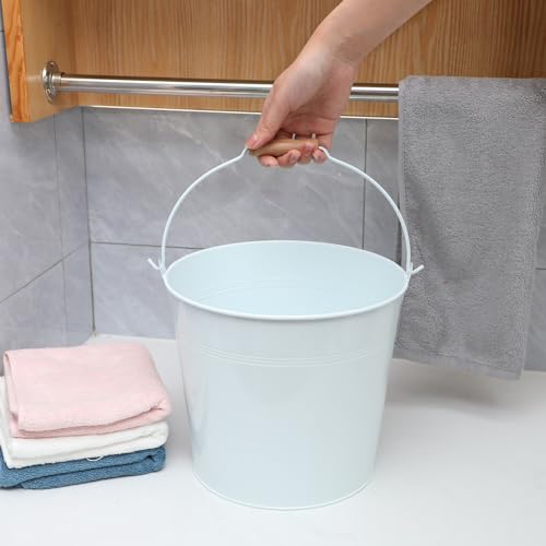 Didaey 12 Pcs 9 Quart Large Galvanized Metal Buckets with Handle Inch Heavy Duty Stainless Steel Pails Round Pail for Party Wedding, Crafts, Utensils, Table Centerpieces (White) - color: White