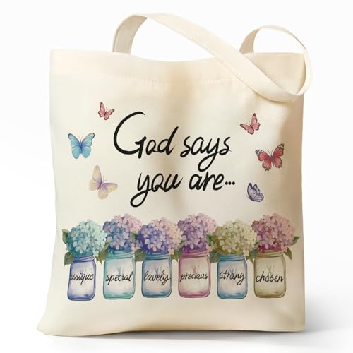 Cute Canvas Tote Bag for Women, Book Totebag with Zipper Pocket - color: Inspirational Floral Language