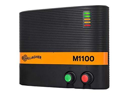 Gallagher M1100 Electric Fence Energizer | 110V Plug-In Fence Charger for Livestock and Wildlife Control | 110 Mile Coverage | High-Output Fence Energizer with Pulse Technology and Fence Monitoring