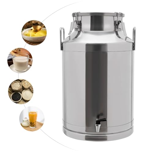 60L/15.85Gal Stainless Steel Milk Can 201 Stainless Steel Milk Jug Sealed Bucket Wine Pail Bucket Milk Can Liquid Storage Container w/Faucet & Sealed Lid for Milk Wine Water Liquid - size: 60L|w/Faucet|201
