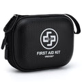 Mini First Aid Kit - 150 Piece Small Waterproof Hard Shell Medical Kit | Compact First Aid Kit with Comprehensive Supplies for Home, Car, Truck, Travel, Camping, Hiking, Sports, Office & Outdoor - color: Black