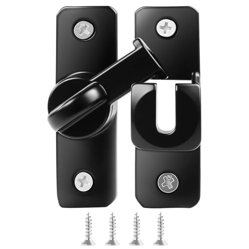 90/180 Degree Flip Barn Door Lock, Thickened Solid Multi-Angle Household | Door Left and Right Door Latch, for Barns, Gardens, Cabinets, Sliding Doors, Bathrooms, Windows and Other 1Pack - color: black 1pcs