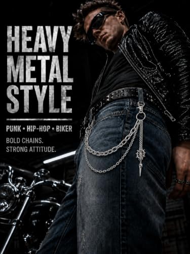 Layered Wallet Chain, Pants Chain for Men and Women | Layered wallet and pants chains for men and women to style jeans with punk, Y2K, biker, and streetwear looks. - color: Classic Silver - Heavy Double