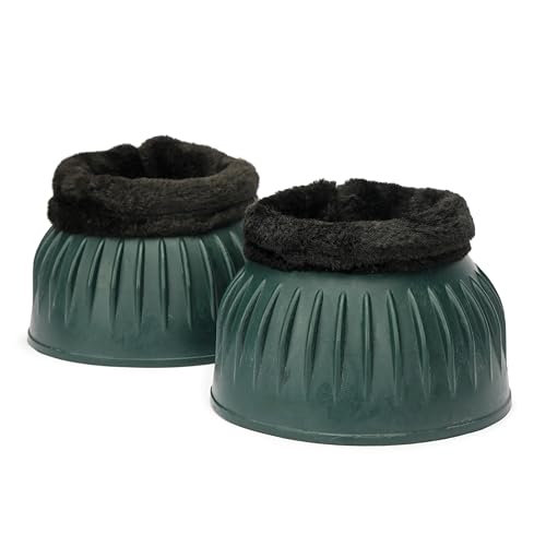 Shires Equestrian Equine Horse Arma Fleece Overreach Green Pony Bell Boots - color: Green, size: Pony