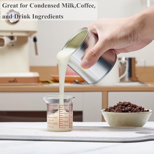 Ackers BORO3.3 2 oz Glass Measuring Cups with V-Shaped Spout, 2 Pack | 5-60 ml range with printed fl oz, tsp, tbsp and cup scales on 3.3 borosilicate glass for kitchen and bar prep - size: 60 ML (2 Oz)-Pack of 2