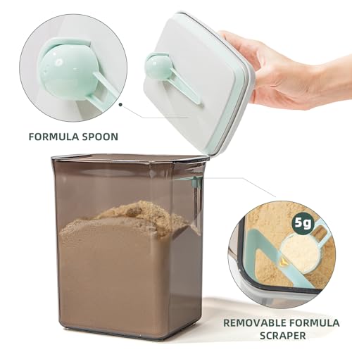 Baby Formula Container, 28 oz Airtight Powder Storage with 5g Scoop, Brown | BPA-Free Design for Nursery Stations, Night Feedings, Baby Formula, Baby Cereal and Dry Powdered Foods - color: 28 oz - Brown