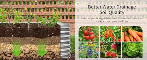 Land Guard 24“ Tall Galvanized Raised Garden Bed Kit, Galvanized Planter Garden Boxes Outdoor, Oval Large Metal Raised Garden Bed for Vegetables (Classic Silver, 4×2×2ft) - color: Classic Silver, size: 4×2×2ft