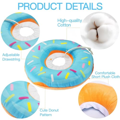 Cat Cone Collar Soft, Cute Cat Donut Collar After Surgery, Adjustable Kitten Recovery Cones to Stop Licking, Lightweight Neck Elizabethan Collars for Cats Kittens (Blue, Small) - color: Blue, size: Small