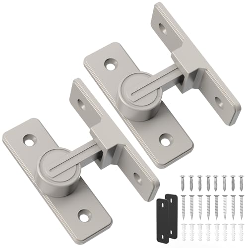 90 Degree Barn Door Lock, Heavy Duty Locks, Nickel-2 Pack | Flip Sliding Gate Latches for Garden, Bathroom, Garage & Sliding Doors - size: 2 Pack Nickel