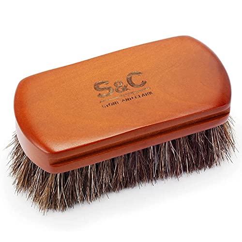 Mini 4" Shoe Brush - Portable Horse Hair Brush w/Natural Wood Handle - Soft Bristle Shoe Polish Brush for Cleaning, Buffing & Polishing Leather Shoes - Travel-Friendly Size Boot Brush - color: Brown