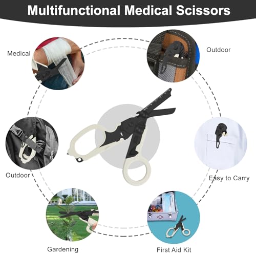 6-in-1 Heavy-Duty Emergency trauma shears (Black White) - color: Black White