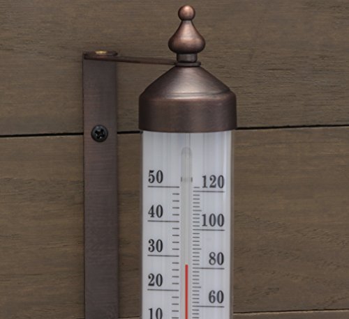 Outdoor Thermometer – Dual Fahrenheit & Celsius, Bronze Finish Adjustable Garden Tube Thermometer, 10-Inch Wall or Fence Mount Temperature Gauge for Patio, Garden & Porch