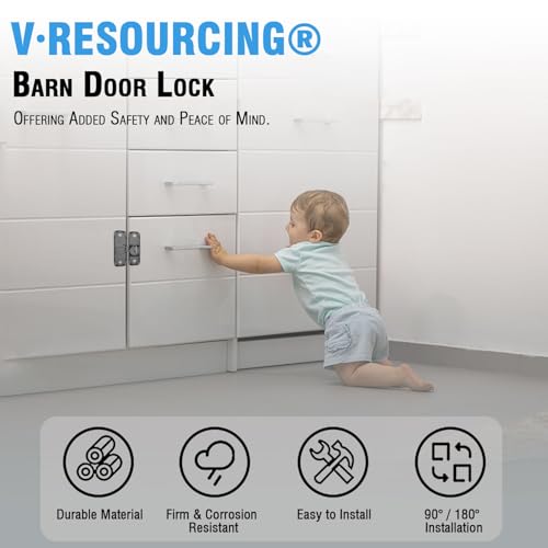 Sliding Barn Door Lock, 90/180 Degree Heavy Duty Flip Gate Latches,Thickened Anti-Rust Hasp Latch for Barn Doors,Garden, Bathroom, Outdoor, Garage, Window (Black,2 Pack) - color: Black & Basic Version