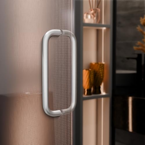 BRIXWELL Straight Back-to-Back Pull Handle Aluminum Material, Brushed Stainless Steel Finish, 9" Total Length, 8" Center-to-Center, 1" Diameter, 3-1/4" Projection - color: Brushed Stainless Steel, size: 9 Inch