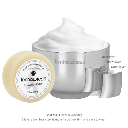 Badger Hair Shaving Brush With Wood Handle, Goat Milk Shaving Soap, Dual-ring Base Stainless Steel Shaving Stand Holder and 3 Layers Shaving Bowl for Men's Wet Shaving (Black With Badger Hair) - color: Black With Badger Hair