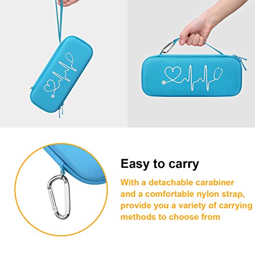 BOVKE Stethoscope Case for 3M Littmann Classic III Monitoring, Lightweight II S.E, Cardiology IV Diagnostic, MDF Acoustica Stethoscopes, Extra Room for Nurse Essentials and Medical Supplies, Blue - color: Blue