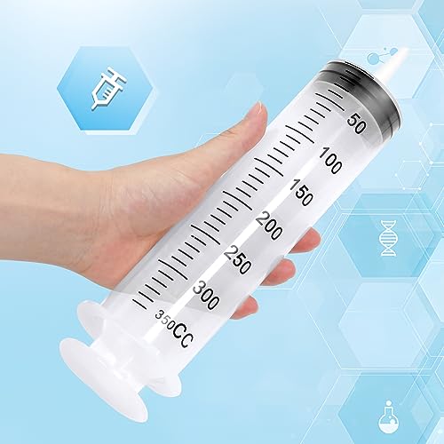 3pcs 350ml Syringes, Extra Large Plastic Syringes for Glue Dispensing, Scientific Labs, Watering, Refilling, Multiple Uses - style: 350ml