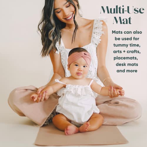 Vegan Leather Baby Changing Mat 16x30in, Wipeable, Foldable, Pink Scallop | Wipeable vegan leather changing mat folds compact for travel, portable multipurpose 16x30in - color: Pink Scallop