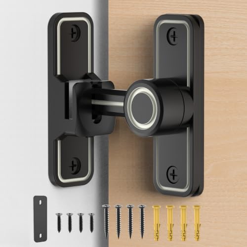 Sliding Barn Door Lock Hardware, 90 Degree Locks for Barn Doors, Flip Gate Latches for Garden, Bathroom, Outdoor, Garage, Window (Luminous Black) | Flip Gate Latches for Garden, Bathroom, Outdoor, Garage, Window, Barn Doors - color: Luminous Black