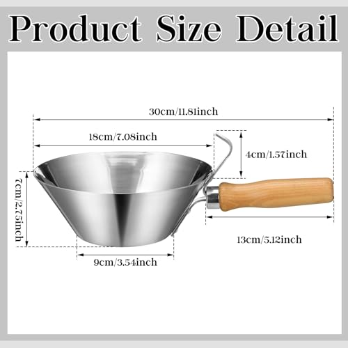 Galvanized Steel Bucket Scoop Wood Handle Strong Heavy Duty Rust Resistant Bucket Scoop for Construction Jobsite Landscaping Garden Stucco Tools for Outdoor Material Handling