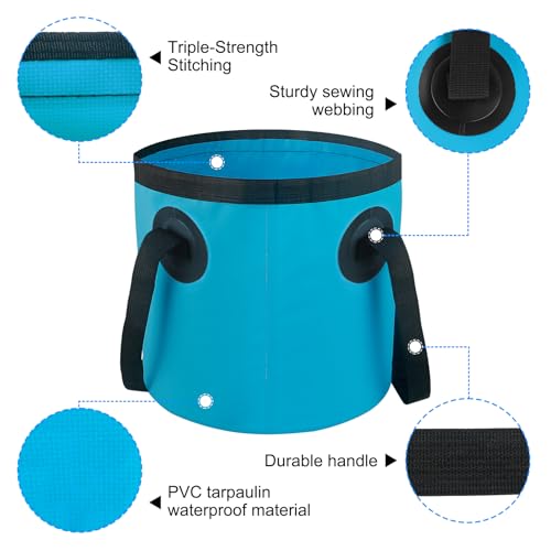Car Wash Bucket 3.2 Gallon, Collapsible Bucket for Cleaning Supplies Car Wash Fishing, Plumbing Water Container Outdoor Camping Kids Sand Play Toy Organizer, Portable Laundry Wash Basin RV Essentials - color: Blue, size: 12L