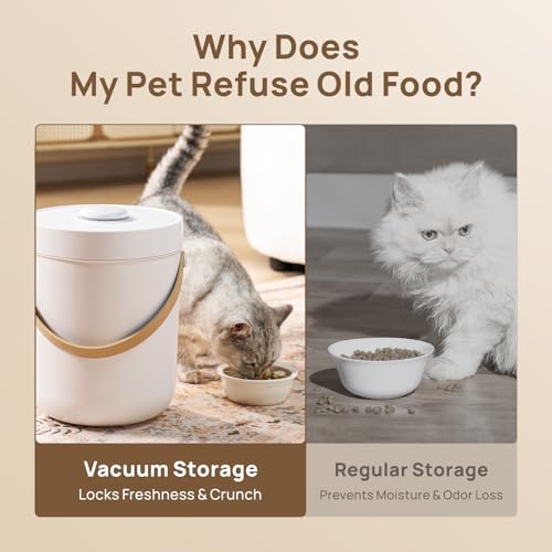 smartoo Vacuum Cat Dog Food Storage Container 10 lb, Dry Pet Food Storage | 10.6 Qt Airtight Cat Food Storage Container with One-Button Easy Use, Magnetic Scoop Incl., BPA-Free, Durable, Rechargeable
