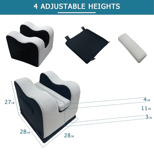 4 Heights Adjustable Knee Replacement Pillow for Recovery | Leg Elevation Pillow for Post Surgery Sleeping - Full Leg Extension Device for ACL MCL TKR Rehab - Comfortable Cover