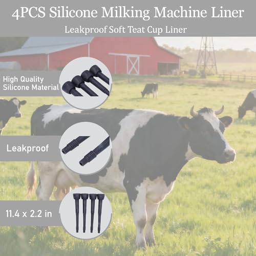 Milking Machine Liner, 4PCS Silicone Milk Lining Harmless Liner Leakproof Soft Teat Cup for Farm