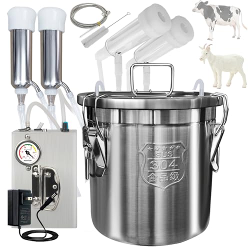 12L Cow Milking Machine with Pressure Gauge (Pro Model) and Goat Teat Cup (Tube Included)