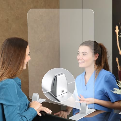 2 Packs Sneeze Guard Clamp Bracket, Sneeze Guard Shield Base for Countertop, Stick On Heavy Duty Auminum Partition Guard Clamp, Panel Support Clamps Stand for Clear Acrylic Desktop Counter Reception - size: Desktopclamp - 2pcs