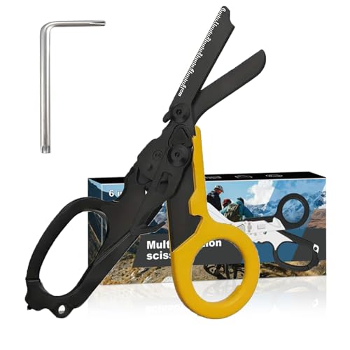 6-in-1 Heavy-Duty Emergency trauma shears (Yellow Black) - color: Yellow Black