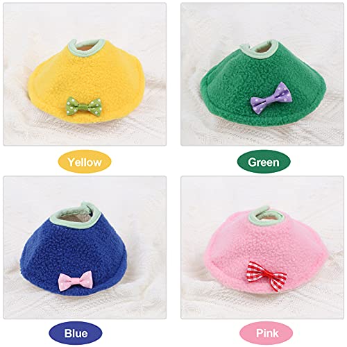 4 Pack Soft Bird Elizabethan Collars, Adjustable Parrot Recovery Cone for Feather Plucking & Anti Bite, Cute Cotton Bird Neck Protector for Cockatiel Budgie Lovebirds Small Parrots