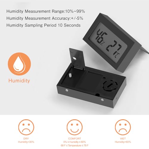Digital Hygrometer Thermometer with LCD Display Indoor Temperature Gauge Humidity Meter for Home or Greenhouse (Black, 4 Pack) - color: Black