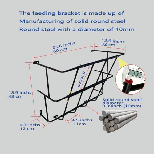 Hay Feeder Goat 18 Gallon Hay Rack,Heavy Duty Iron Wall Hay Rack for Sheep,Cattle,Livestock in Farm Indoor Outdoor Uses