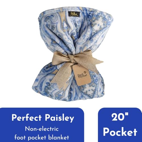 PediPocket 50"x70" Perfect Paisley Foot Pocket Blanket Plush Fleece Non-Electric - color: Perfect Paisley