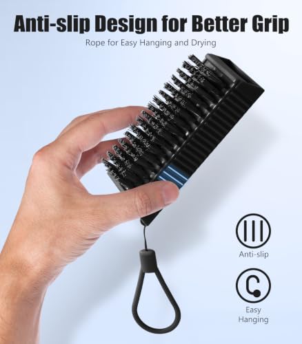 Larbois Nail Brush for Cleaning Fingernails, 2-Pack Heavy Duty Nail Brushes Remove Dirt and Paint Fingernail Brush Deep Cleaning Mechanical Nail Scrub Brush Two-Sided with Hanging Rope, Black - color: Black